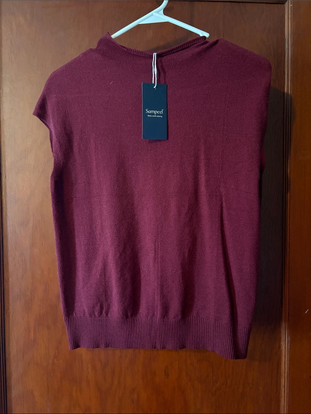 Women's Burgundy Sleeveless Crewneck Sweater